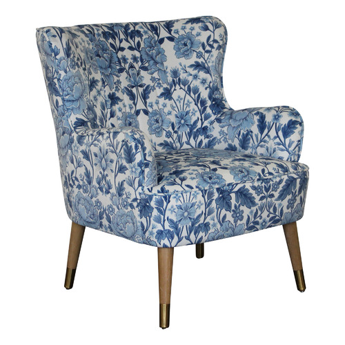 teal patterned accent chair