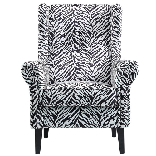 By Designs Brent Zebra Velvet Wingback Chair Temple & ster