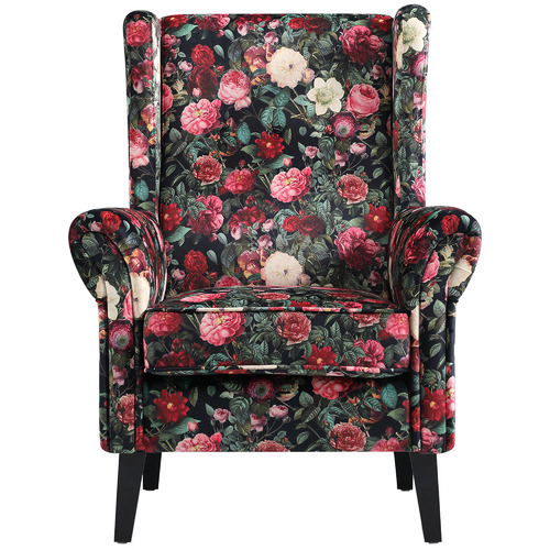 Bliss Floral Velvet Wingback Chair