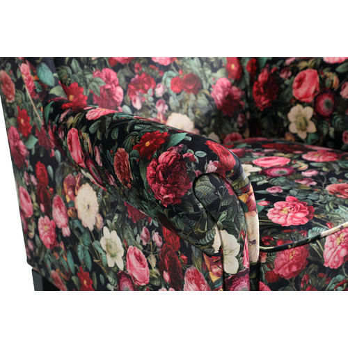 Bliss Floral Velvet Wingback Chair