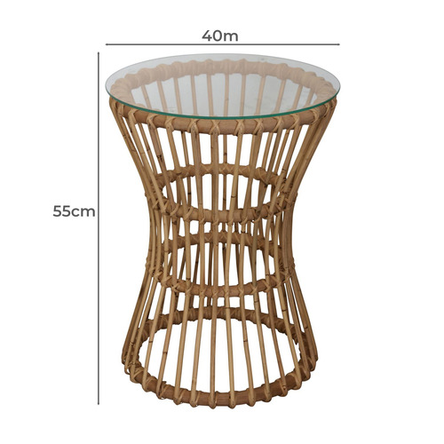 By Designs Aiyana 55cm Rattan Side Table Temple & ster
