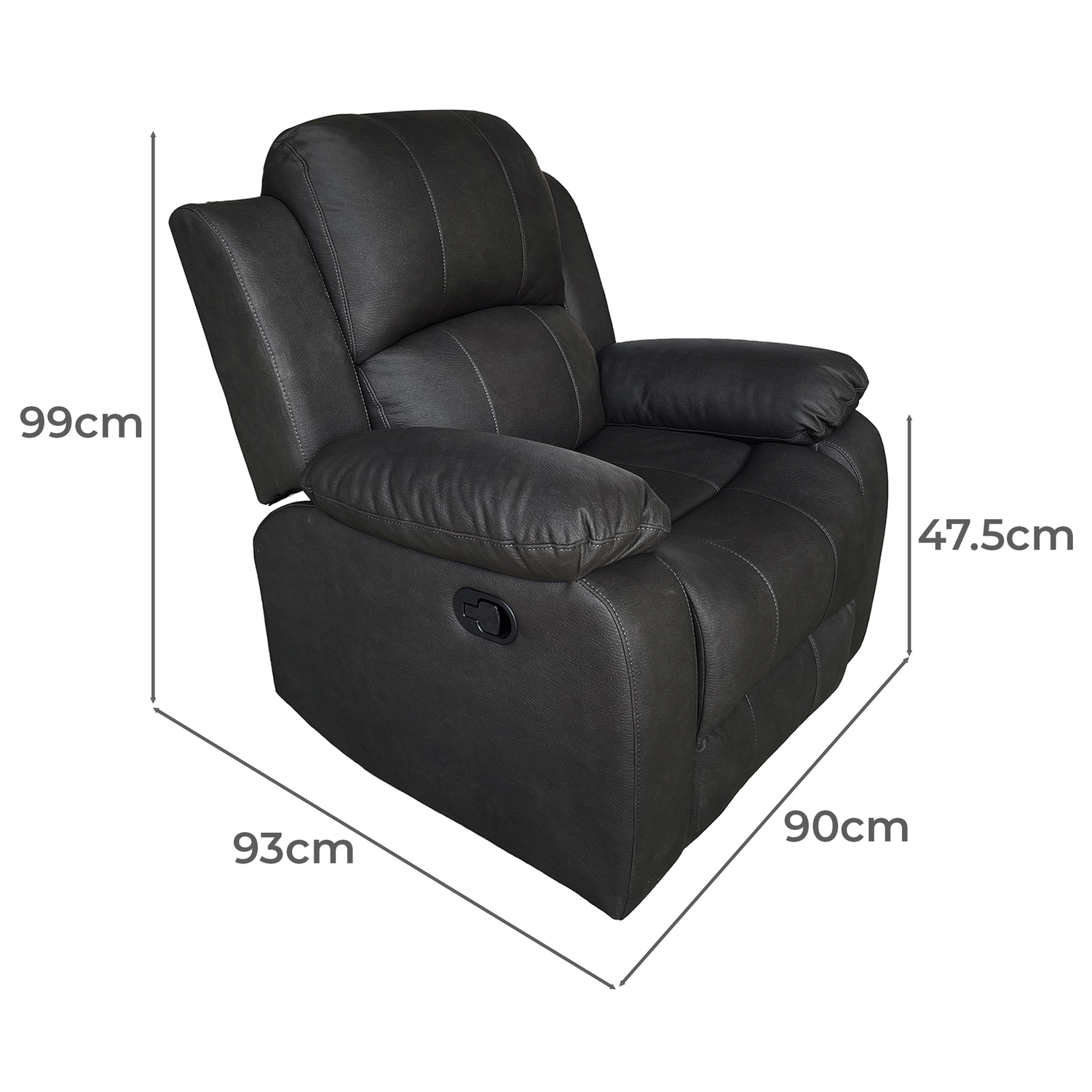 Black Riego Manual Recliner Armchair