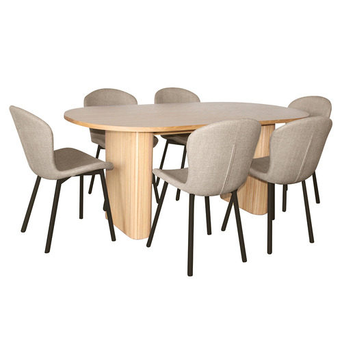 6 Seater Houlton Natural Dining Table & Chair Set