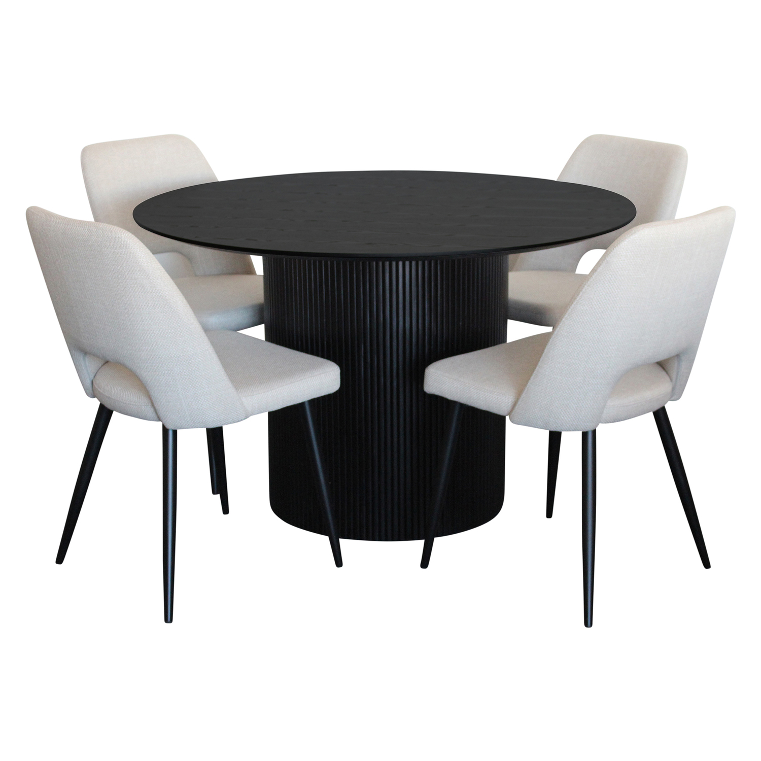 4 Seater Black Richdale Dining Table & Chair Set
