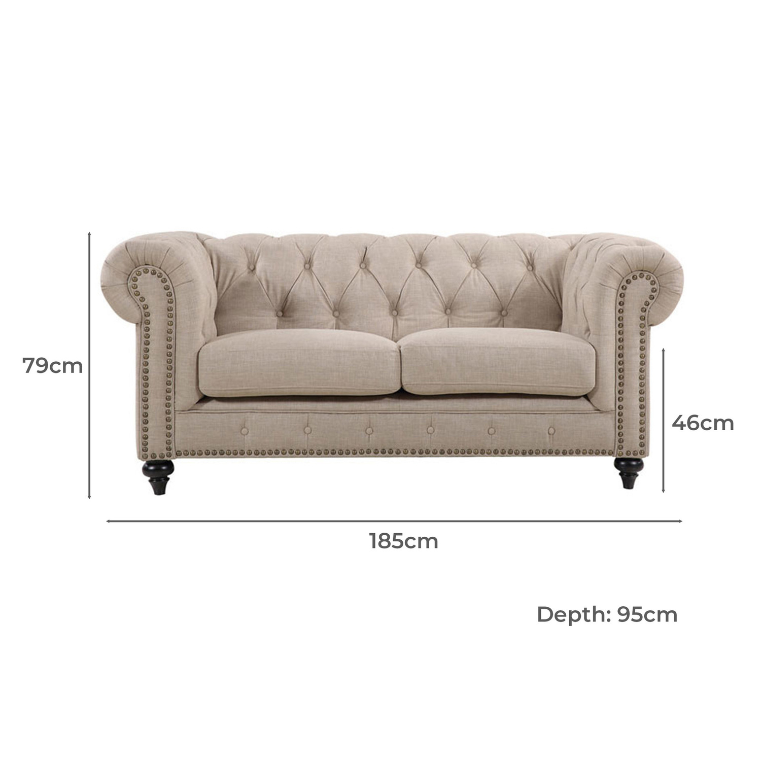Landon 2 Seater Chesterfield Sofa