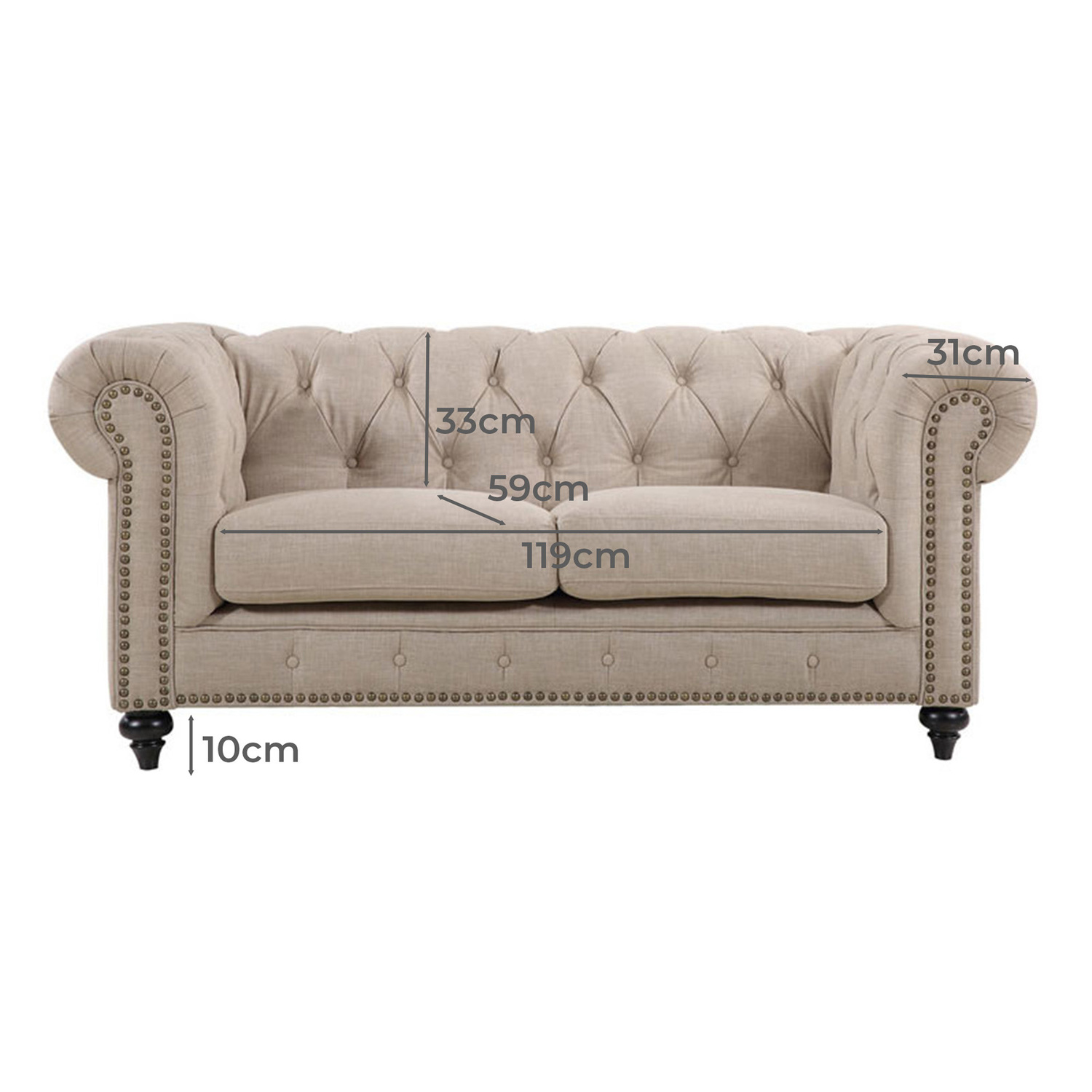 Landon 2 Seater Chesterfield Sofa
