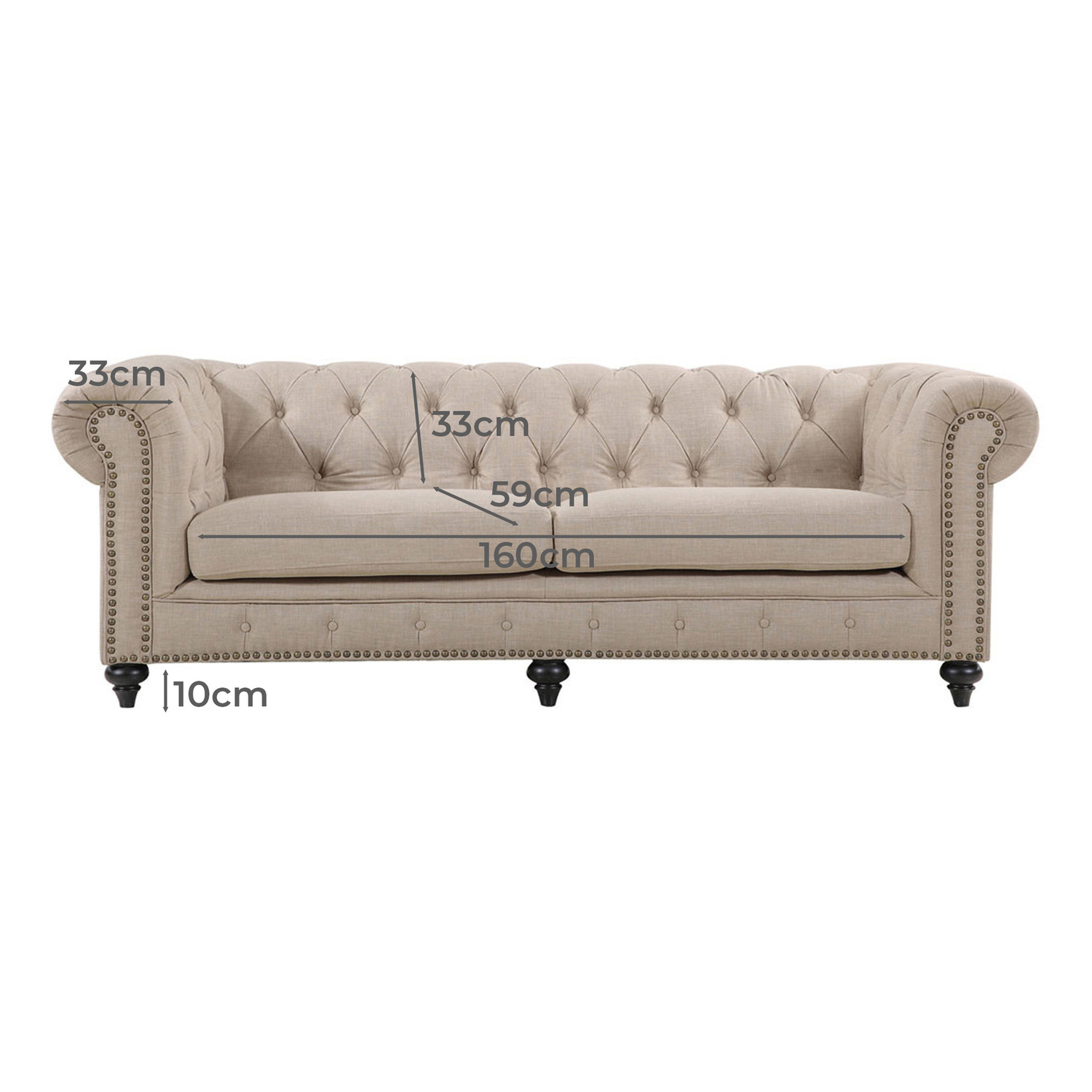 Landon 3 Seater Chesterfield Sofa