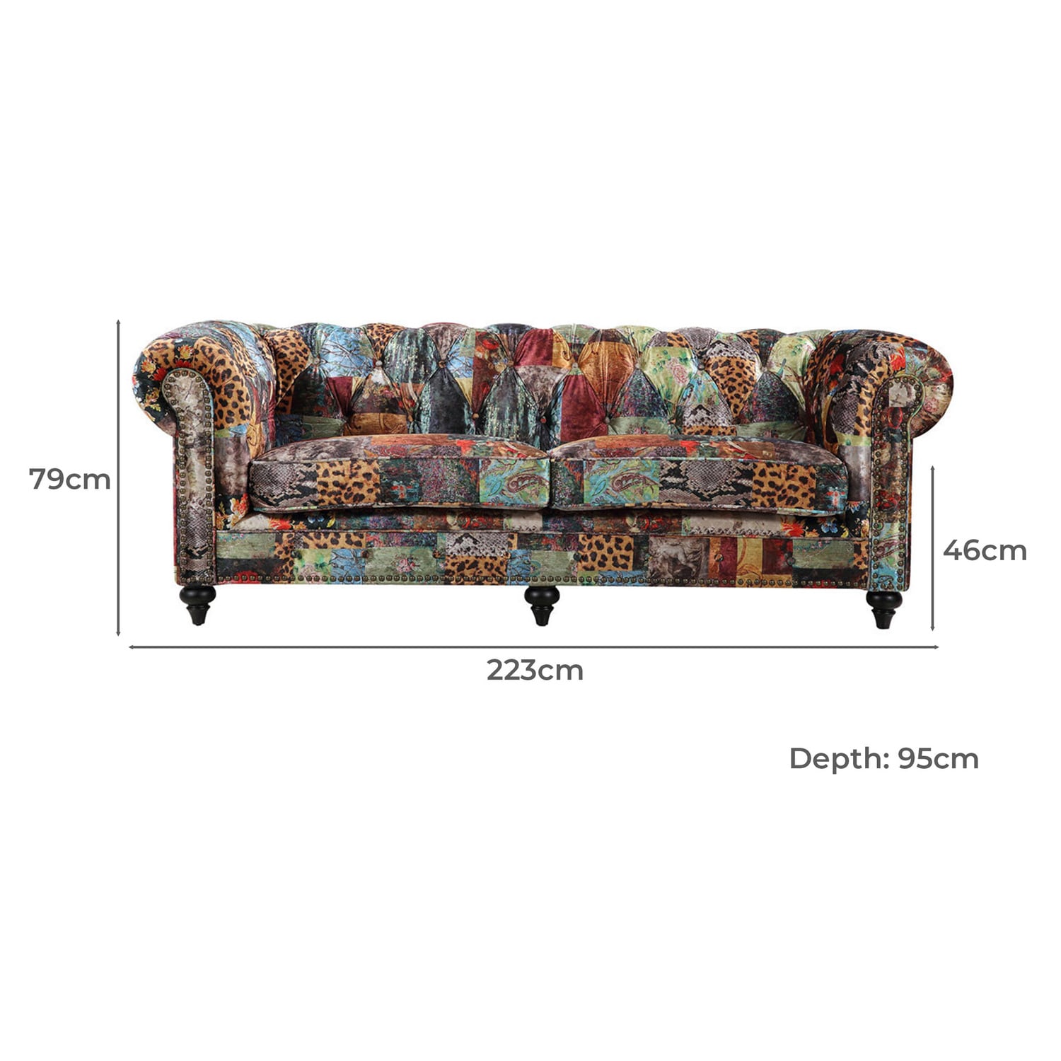 Celia 3 Seater Chesterfield Sofa