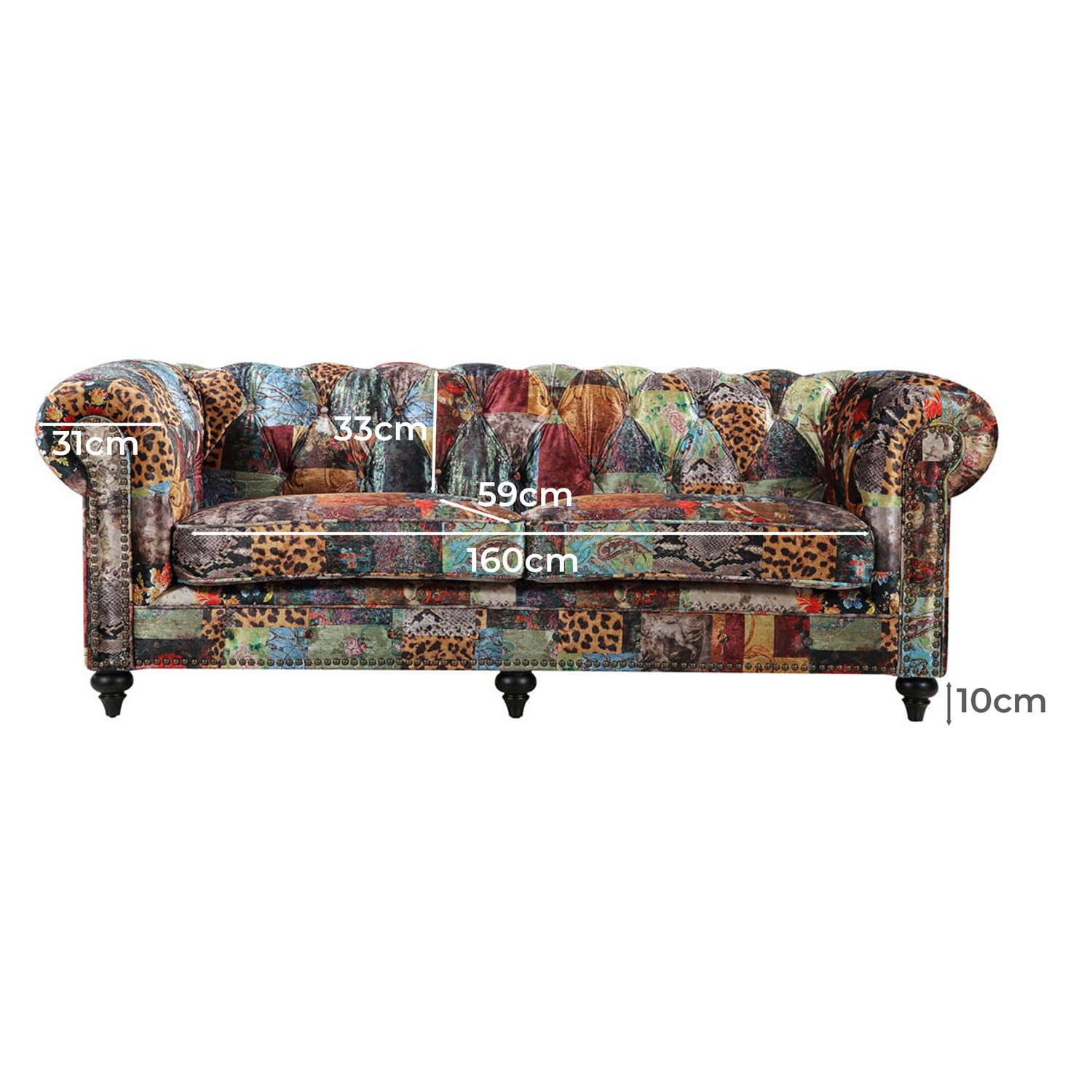 Celia 3 Seater Chesterfield Sofa