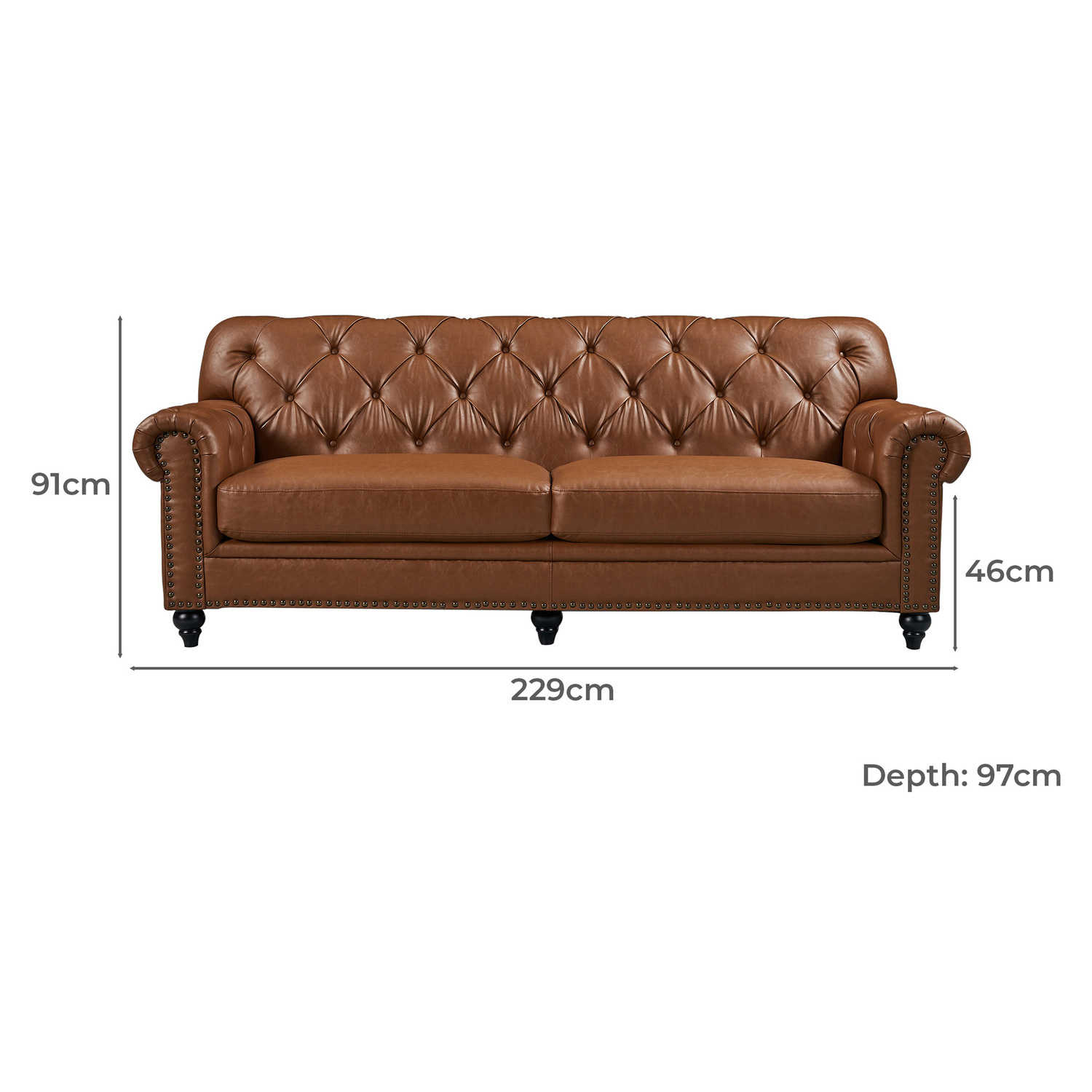 Primavera 3 Seater Leather Sofa
