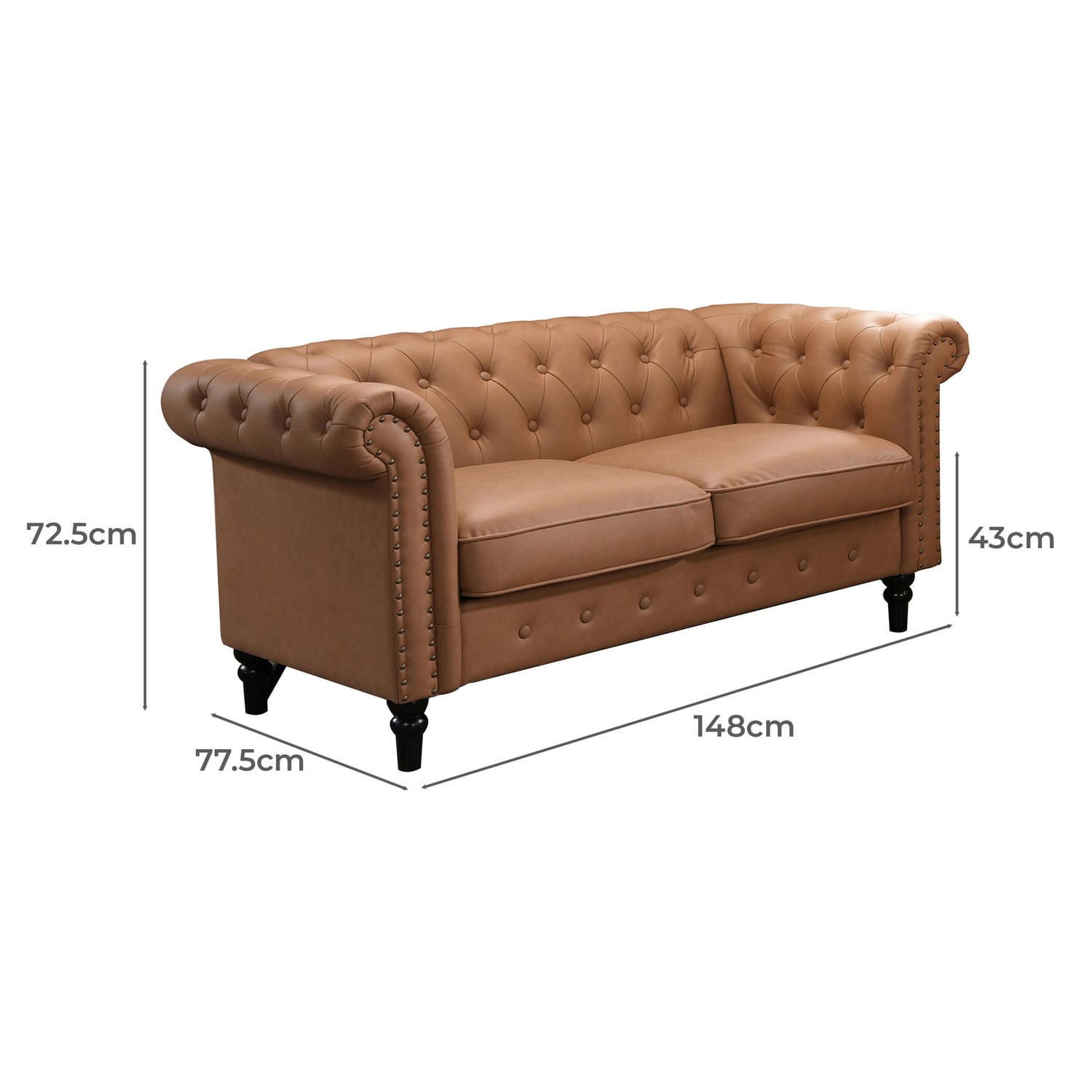 Cornelia Chesterfield 2 Seater Faux Leather Sofa