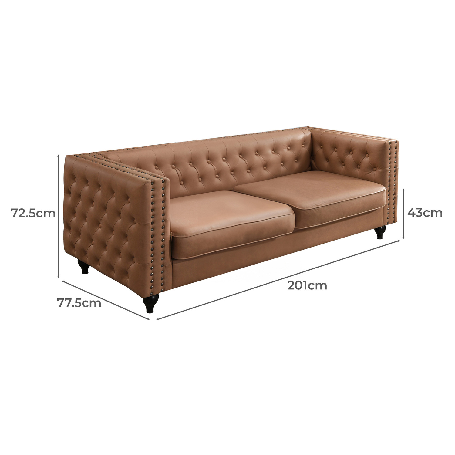 Stanley 3 Seater Faux Leather Sofa