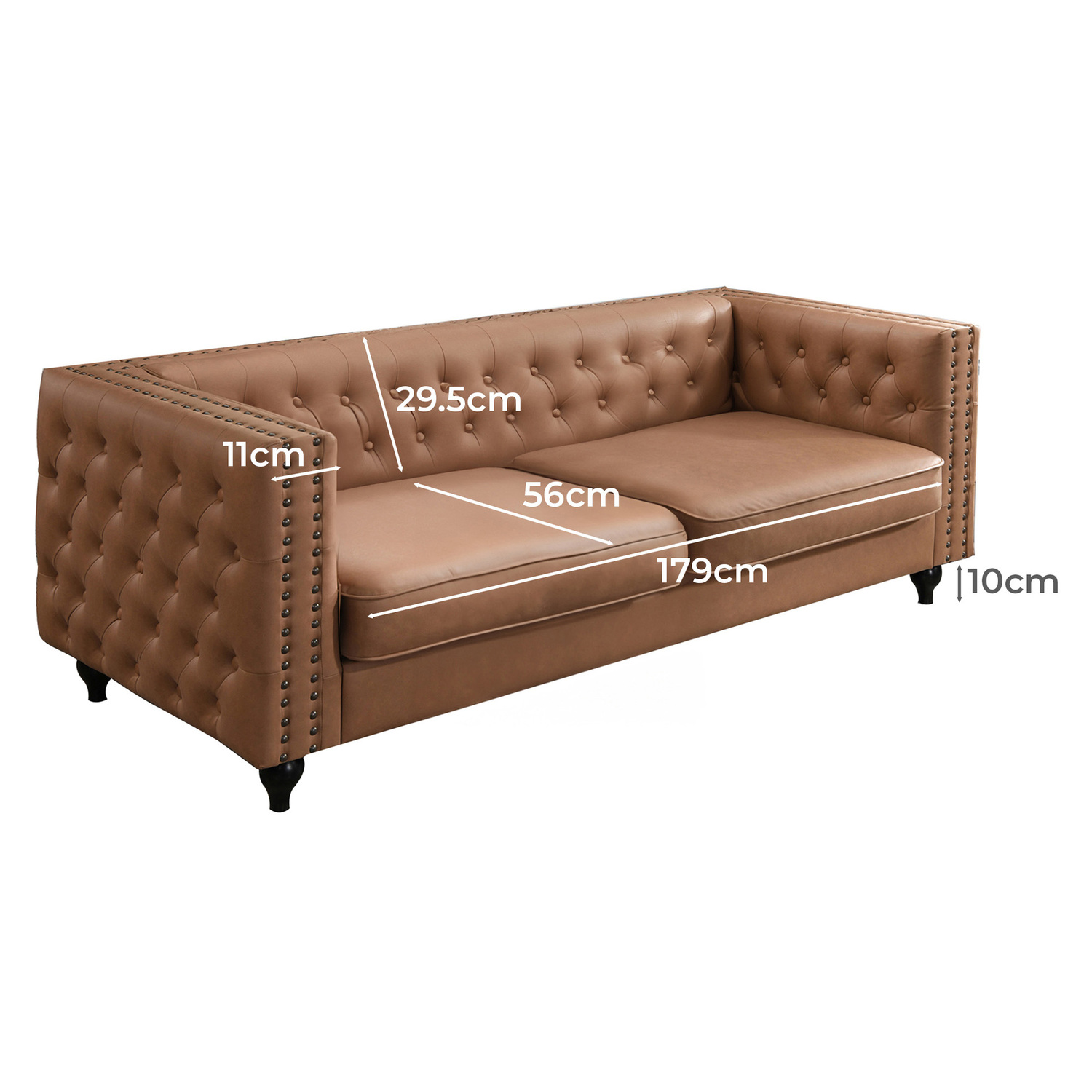 Stanley 3 Seater Faux Leather Sofa