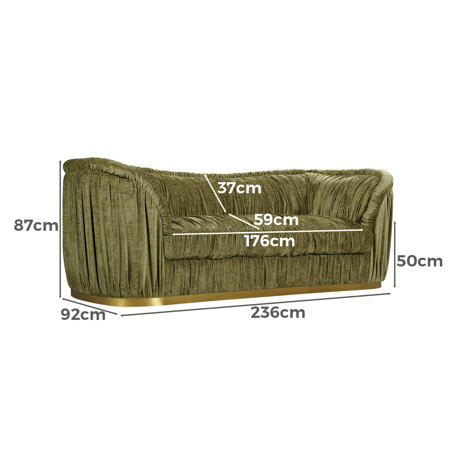 Clarette 3 Seater Chenille Sofa