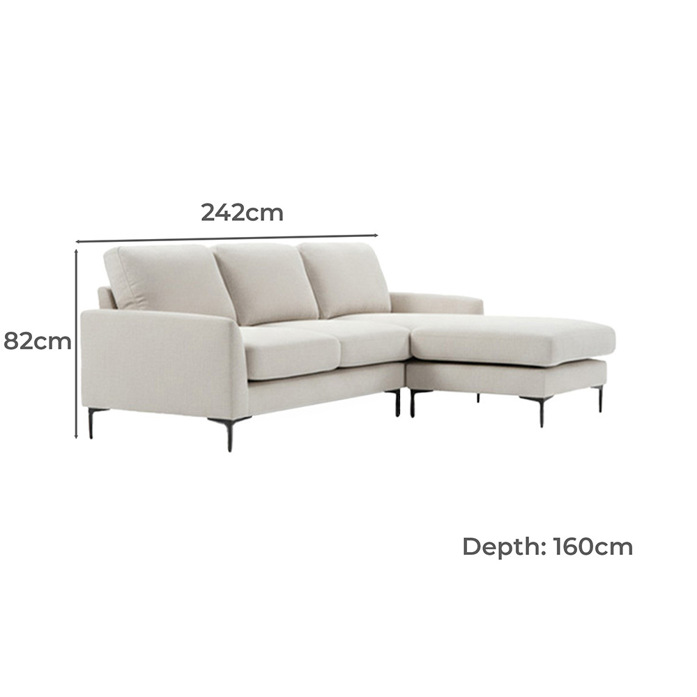 Bryn 3 Seater Upholstered Sofa with Reversible Chaise