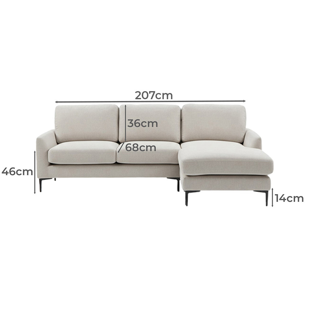 Bryn 3 Seater Upholstered Sofa with Reversible Chaise