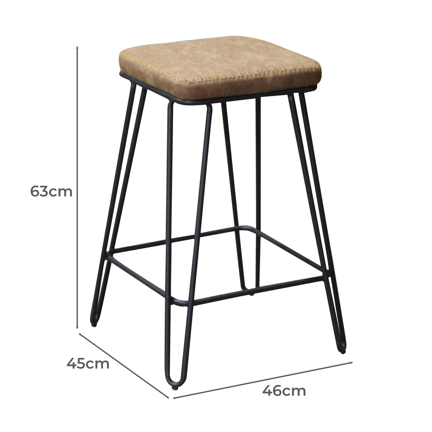 63cm Aliya Faux Leather Bar Stool