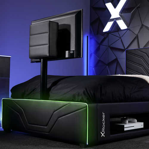 Oracle Neo Fibre LED Single Gaming Bed with TV Mount Temple & ster