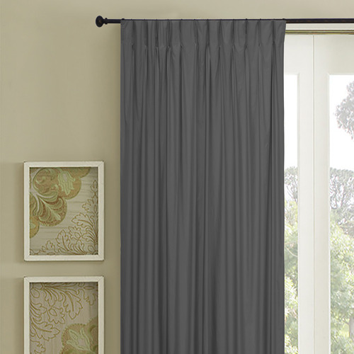 Essentially Homeliving Grey Albany Pinch Pleat Blockout Curtains