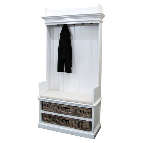 Balmoral Designs Halifax Coat Hanger Unit with 2 Rattan Baskets and