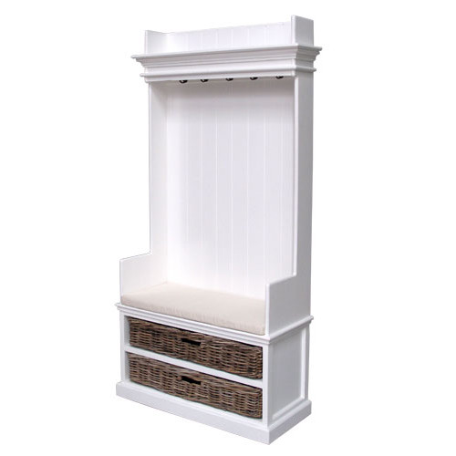 Halifax Coat Hanger Unit with 2 Rattan Baskets and Cushion Temple