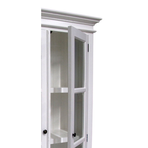 Distressed White Coastal Display with 2 Glass Doors Temple