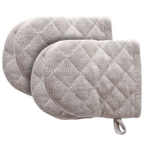 Cotton Herringbone Mini Oven Gloves