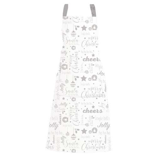 Silver Christmas Joy Pocketed Cotton Apron