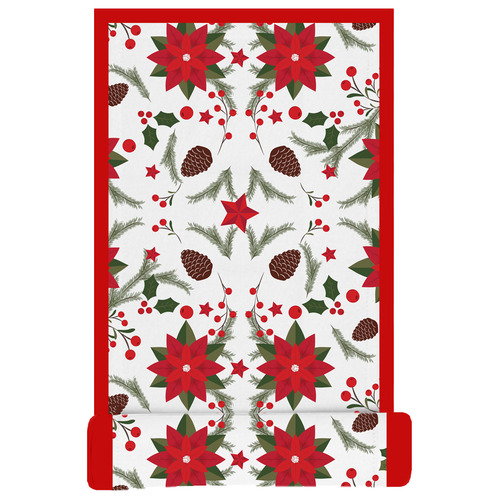 Christmas Flowers Cotton Table Runner