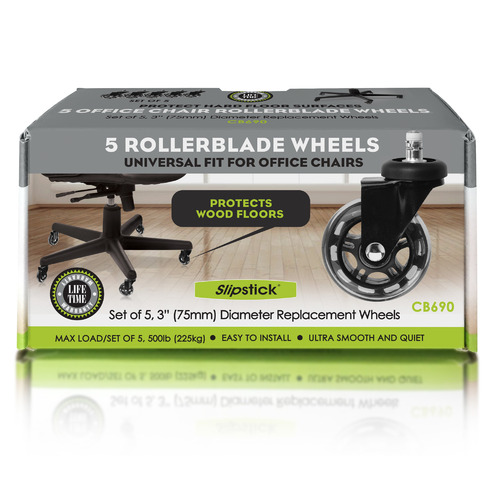 Slipstick Black Rollerblade Office Chair Wheels Temple & ster