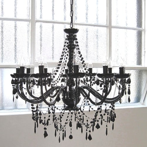 Cassie French Provincial 12 Arm Black Acrylic Chandelier