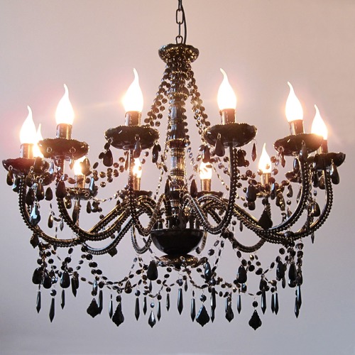 Cassie French Provincial 12 Arm Black Acrylic Chandelier