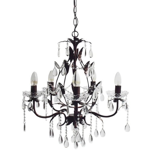 Celine 5 Arm Black & Copper Chandelier