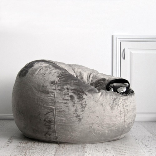 Charcoal Pierre Faux Fur Beanbag Cover