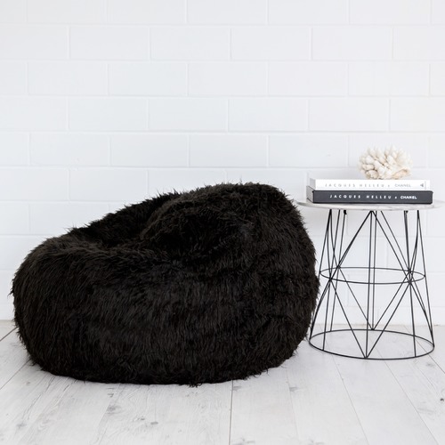 Black Polo Fur Beanbag Cover