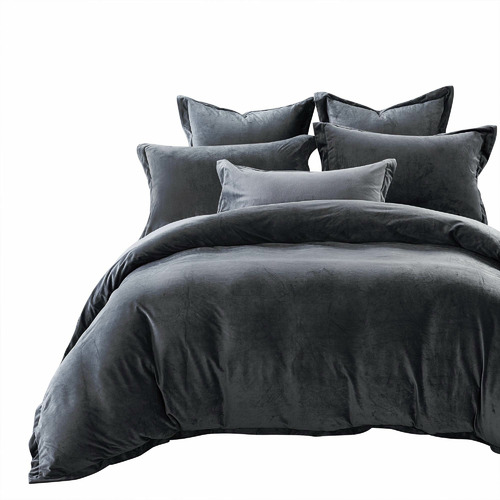 Charcoal Fur Velvet Quilt Cover Set