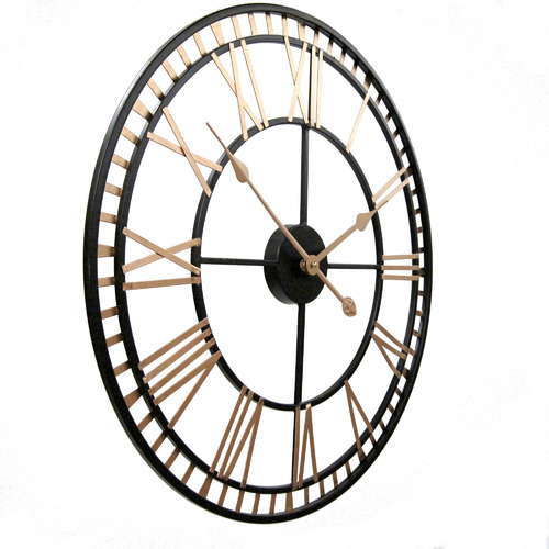 Luccaandluna 60cm Gold Black London Metal Wall Clock Temple Webster - Black Wall Clocks Australia