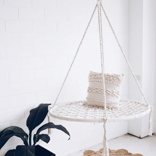 Kids' Macrame Hand-Woven Cotton Nest Swing | Temple & Webster