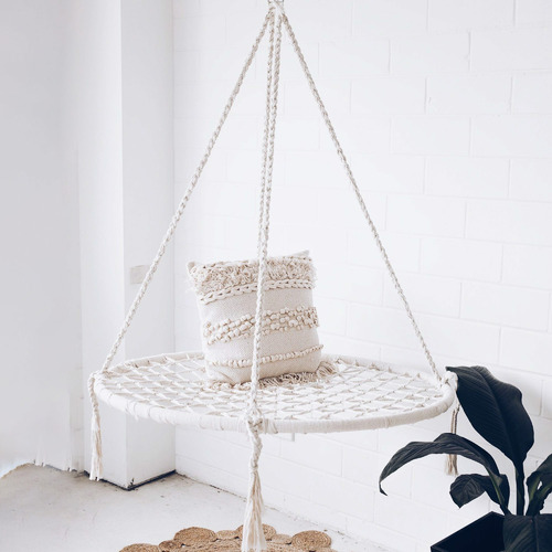 Kids' Macrame Hand-Woven Cotton Nest Swing Temple Webster