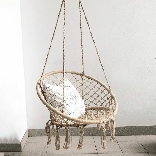 LuccaandLuna Natural Madrid Rope Hanging Chair Temple & ster