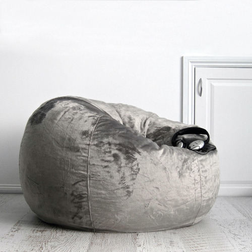 silver velvet bean bag