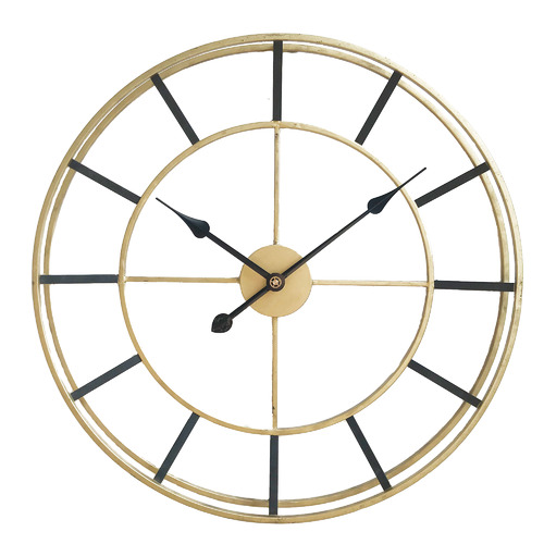 60cm Gold & Black Oxford Metal Wall Clock