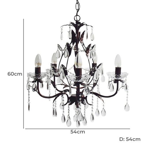 Celine 5 Arm Black & Copper Chandelier