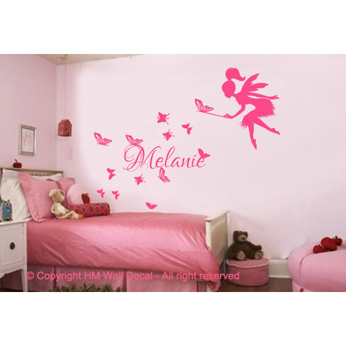 personalised name with fairy and butterflies wall sticker | temple