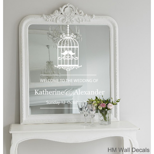 Personalised Wedding Mirror Sticker Temple & ster