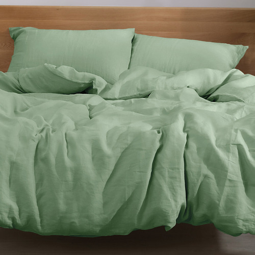 Natural Home Sage European Flax Linen Quilt Cover Set Temple & ster