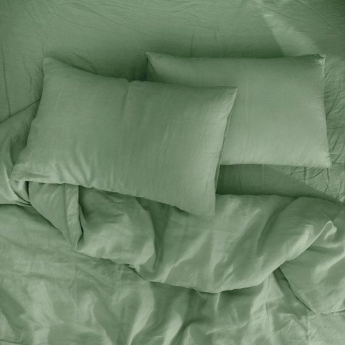 Natural Home Sage European Flax Linen Quilt Cover Set Temple & ster