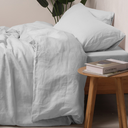 light grey linen quilt cover