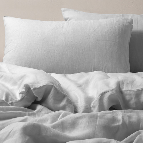 Natural Home Light Grey European Flax Linen Quilt Cover Set Temple