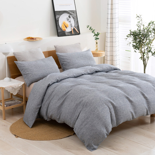 Natural Home Navy Classic Pinstripe Linen Quilt Cover Set Temple